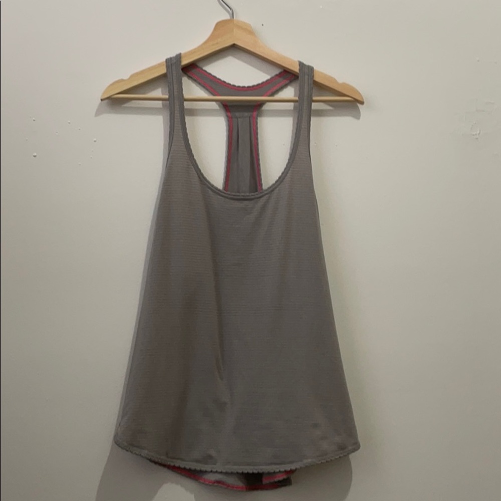 Lululemon Scalloped Stripe Grey Racerback Tank